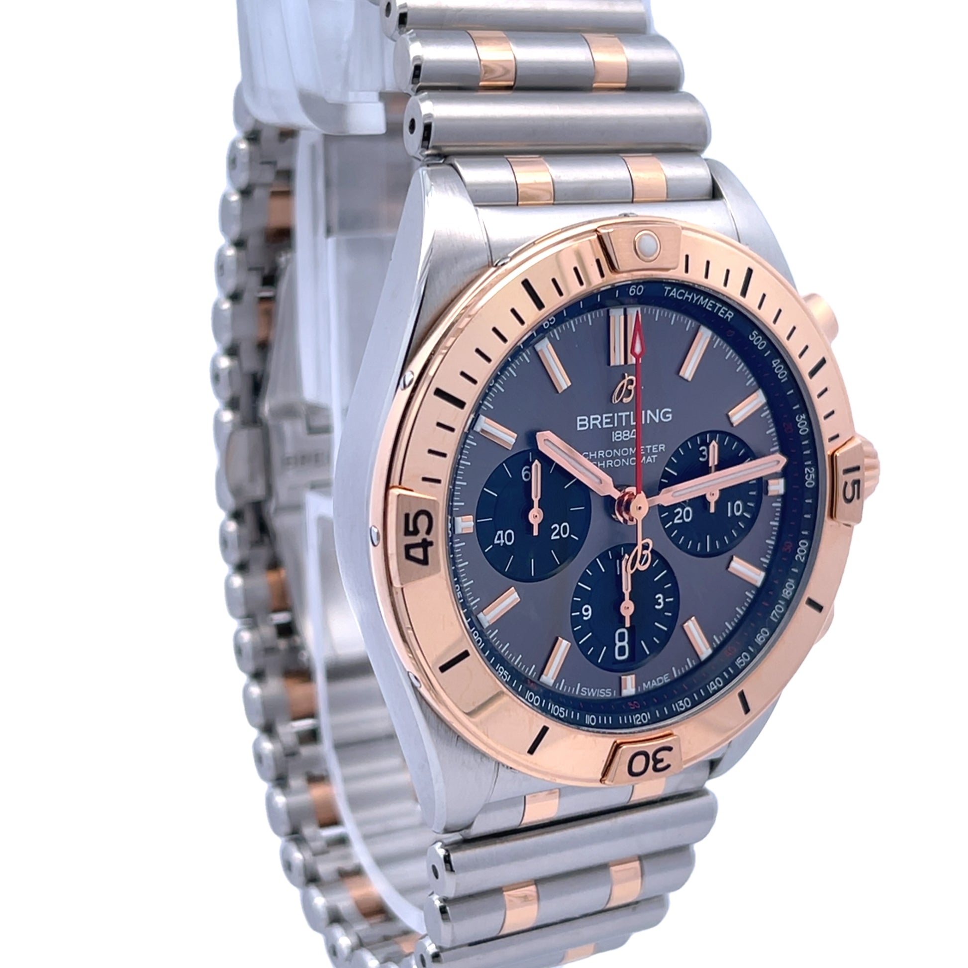 Breitling Chronomat B01 42 Anthracite Dial Steel and Red Gold Watch UB0134101B1U1 - Beverly Hills Watch Company