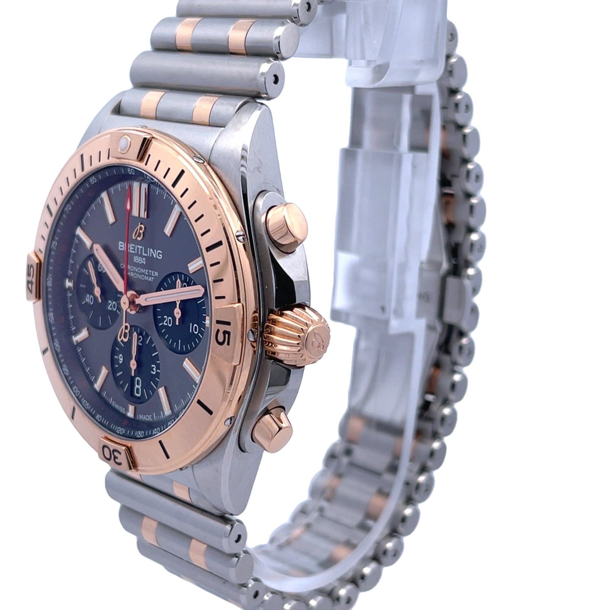 Breitling Chronomat B01 42 Anthracite Dial Steel and Red Gold Watch UB0134101B1U1 - Beverly Hills Watch Company