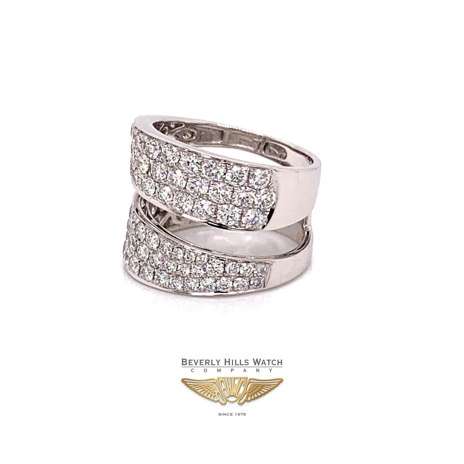 Naira & C Double Band Diamond White Gold Ring 4PEW5W - Beverly Hills Watch and Jewelry Store