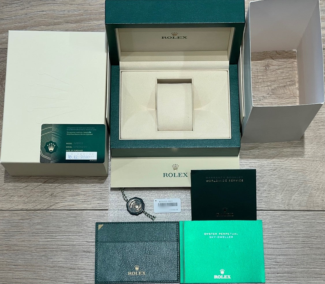 Rolex Sky-Dweller 42mm Stainless Steel Yellow Gold Champagne Dial 326933 4PF8QP - Beverly Hills Watch Company