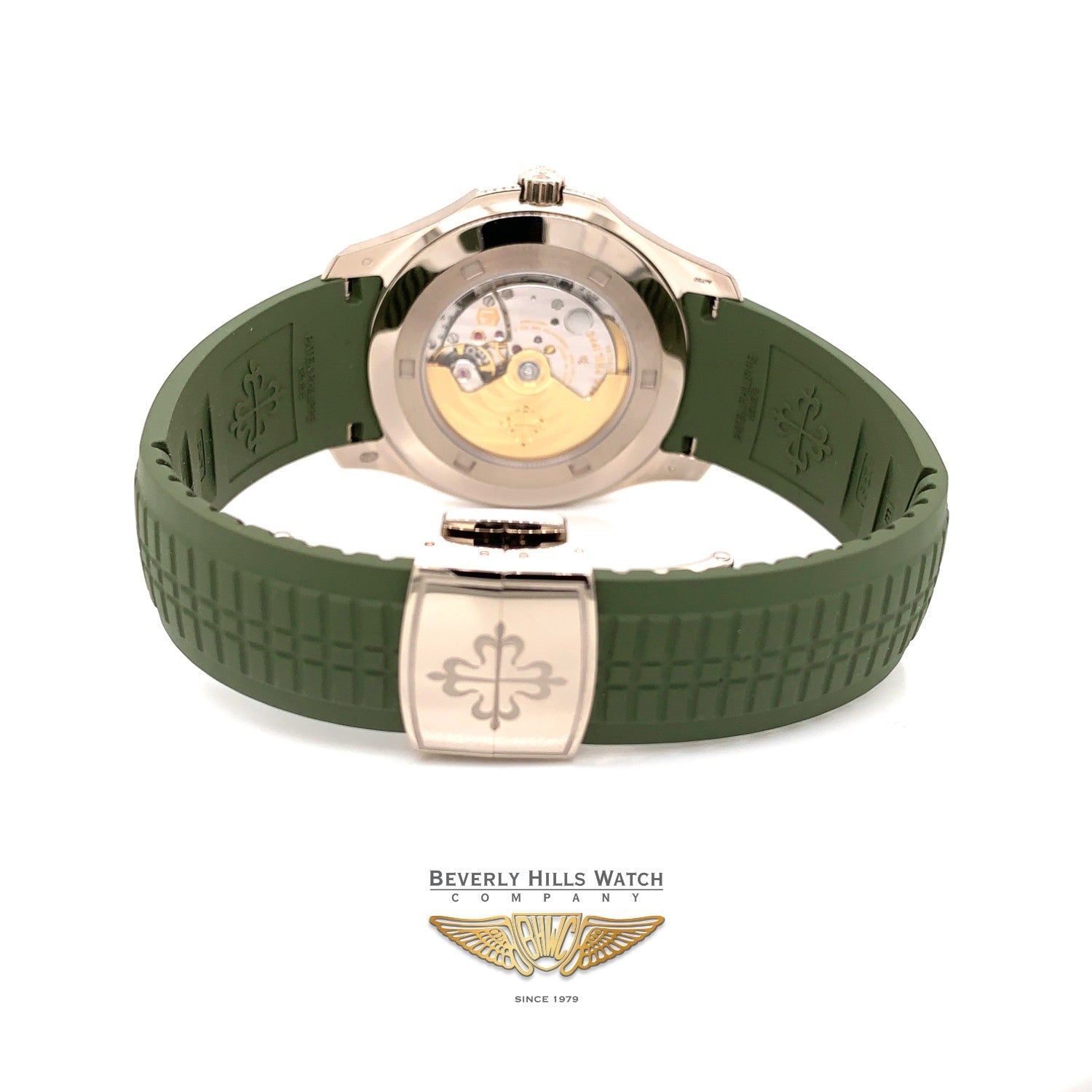 Patek Philippe Aquanaut Jumbo 42.2mm White Gold Khaki 5168g-010 - Beverly Hills Watch Company