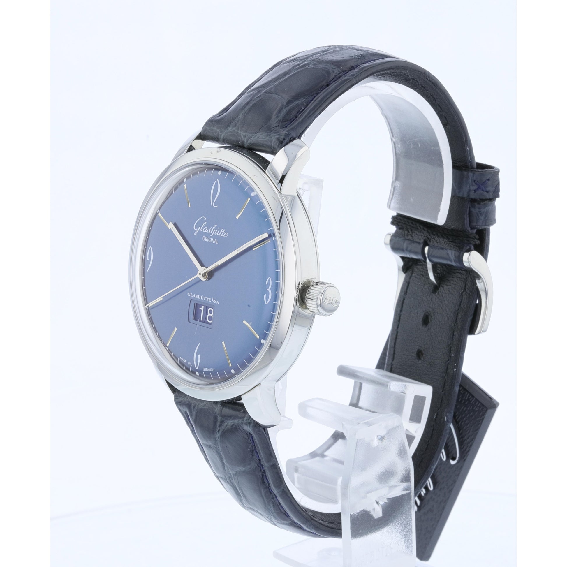 Glashutte Original Sixties Panorama Date Stainless Steel Blue Dial 2-39-47-06-02-04 - Beverly Hills Watch Company