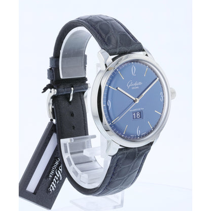 Glashutte Original Sixties Panorama Date Stainless Steel Blue Dial 2-39-47-06-02-04 - Beverly Hills Watch Company