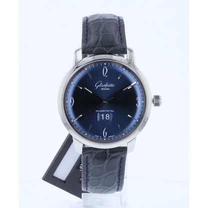 Glashutte Original Sixties Panorama Date Stainless Steel Blue Dial 2-39-47-06-02-04 - Beverly Hills Watch Company