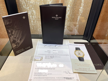 Patek Philippe 42mm Calatrava Pilot Travel Time Blue Dial 5524G-001 - Beverly Hills Watch Company