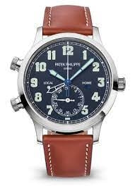 Patek Philippe 42mm Calatrava Pilot Travel Time Blue Dial Automatic 5524G-001 FUWYD8 - Beverly Hills Watch Company