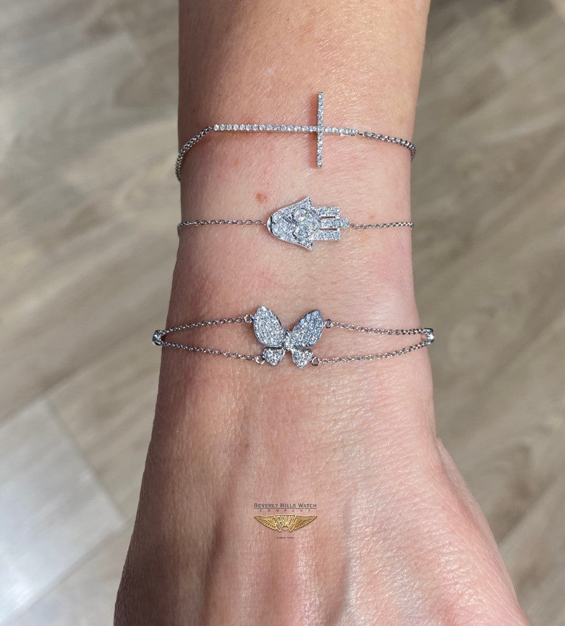 Naira & C Diamond Butterfly 18k White Gold Bracelet 56RT0C