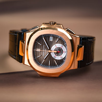 Patek Philippe Nautilus Chronograph Rose Gold  5980R-001 - Beverly Hills Watch Company