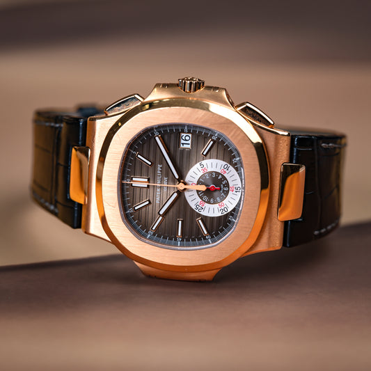 Patek Philippe Nautilus Chronograph Rose Gold  5980R-001 - Beverly Hills Watch Company