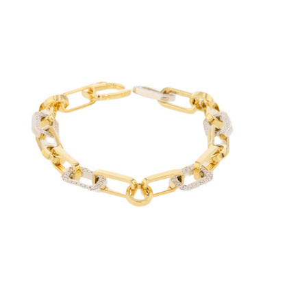 Diamond Linked 18K Two Tone Bracelet