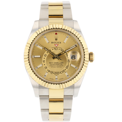 Rolex Sky-Dweller 42mm Stainless Steel Yellow Gold Champagne Dial 326933 4PF8QP