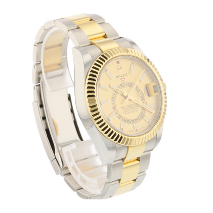 Rolex Sky-Dweller 42mm Stainless Steel Yellow Gold Champagne Dial 326933 4PF8QP