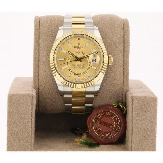 Rolex Sky-Dweller 42mm Stainless Steel Yellow Gold Champagne Dial 326933 4PF8QP