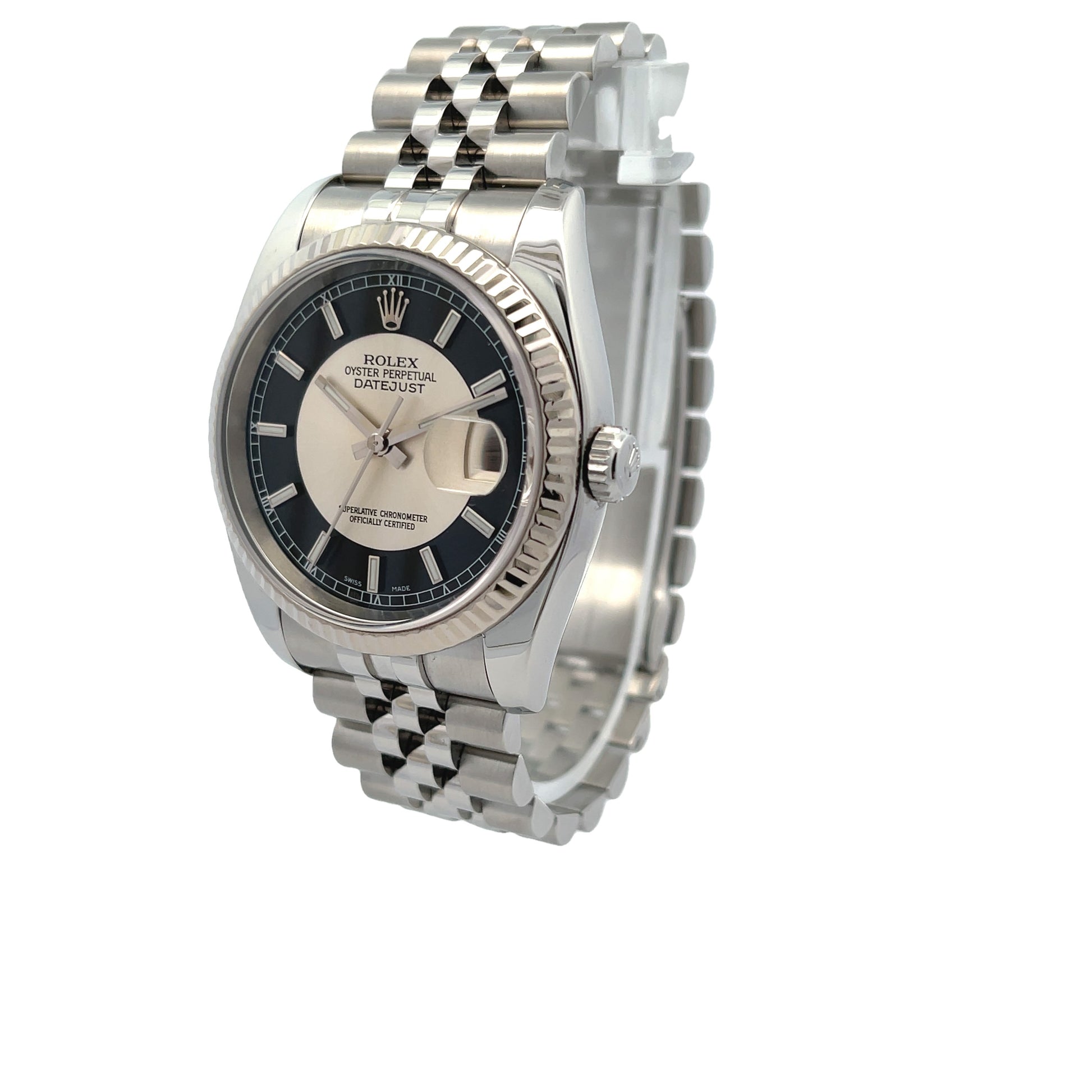 Rolex Datejust 36mm Stainless Steel Jubilee Bracelet Tuxedo Dial 116234 - Beverly Hills Watch Company