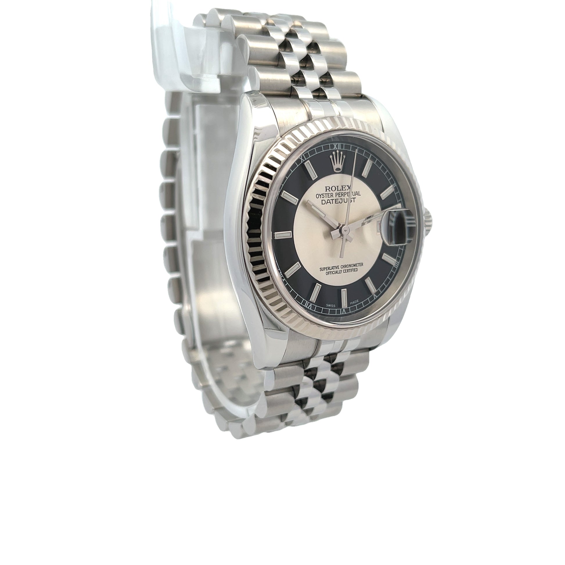 Rolex Datejust 36mm Stainless Steel Jubilee Bracelet Tuxedo Dial 116234 - Beverly Hills Watch Company