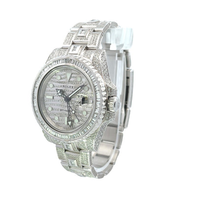 Rolex GMT Master II 40mm Stainless Steel Custom Set Diamonds 11671 - Beverly Hills Watch Company