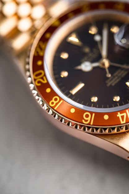 Rolex GMT Master Root Beer Yellow Gold Vintage 16758