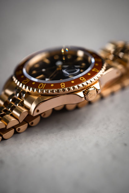 Rolex GMT Master Root Beer Yellow Gold Vintage 16758