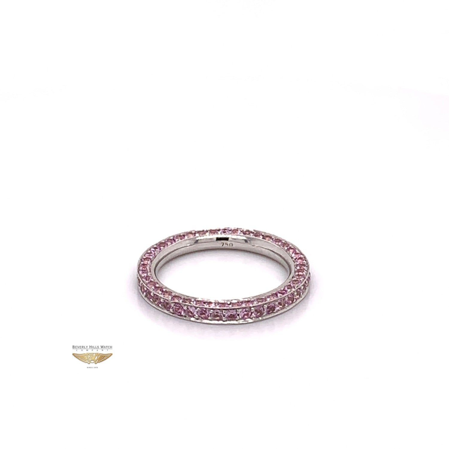 Pink Sapphire Stackable Eternity Band White Gold 6635 - Beverly Hills Watch and Jewelry Company
