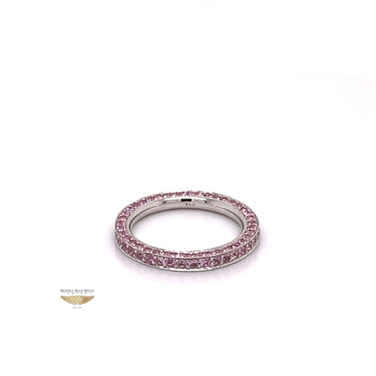 Pink Sapphire Stackable Eternity Band White Gold 6635 - Beverly Hills Watch and Jewelry Company