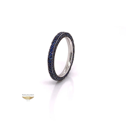 Blue Sapphire Stackable Eternity Band White Gold 6636 - Beverly Hills Watch and Jewelry Company