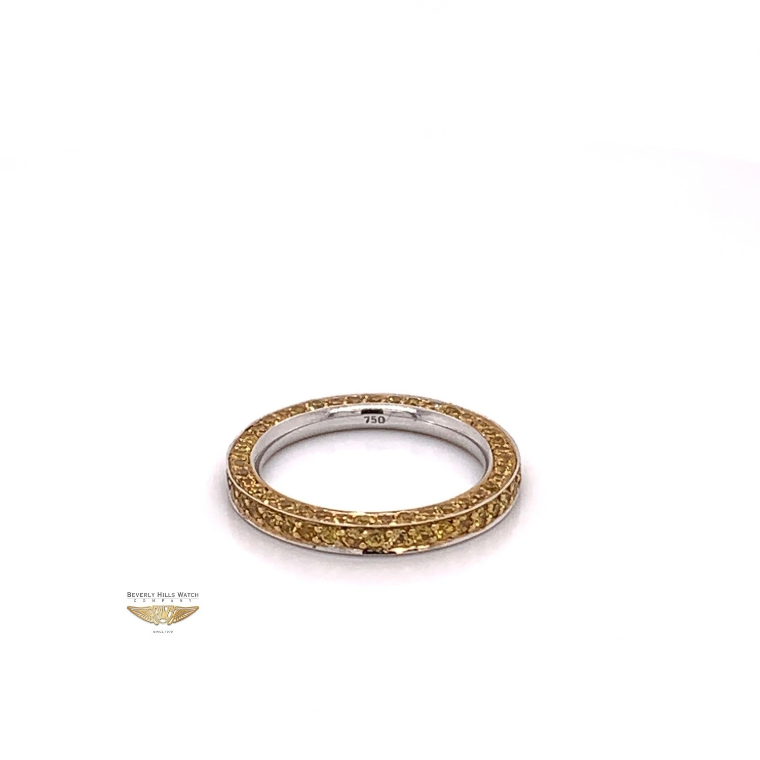 Yellow Sapphire Stackable Eternity Band White Gold 6637 - Beverly Hills Watch and Jewelry Company
