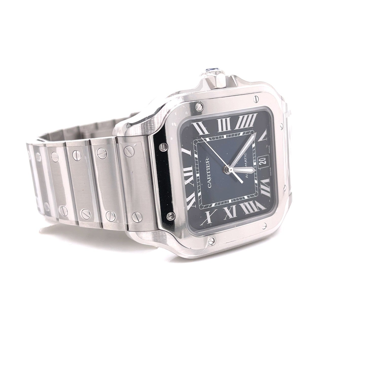 Cartier Santos de Cartier Large Stainless Blue WSSA0030 - Beverly Hills Watch Company