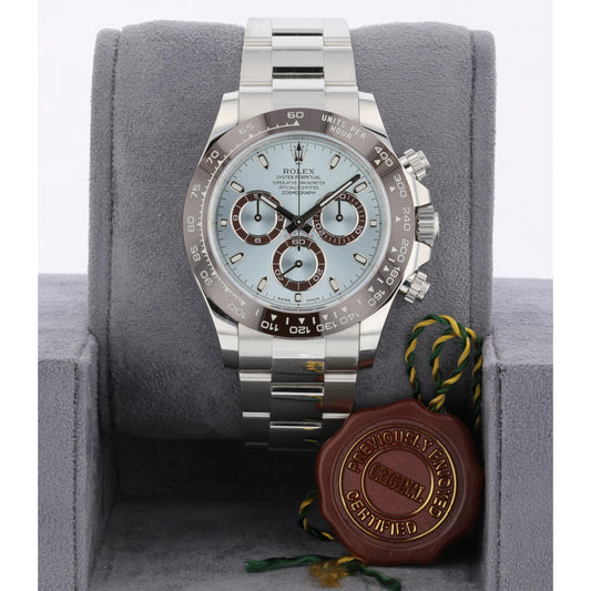Rolex Daytona Platinum Ice Blue Dial Cerachrom Bezel 116506