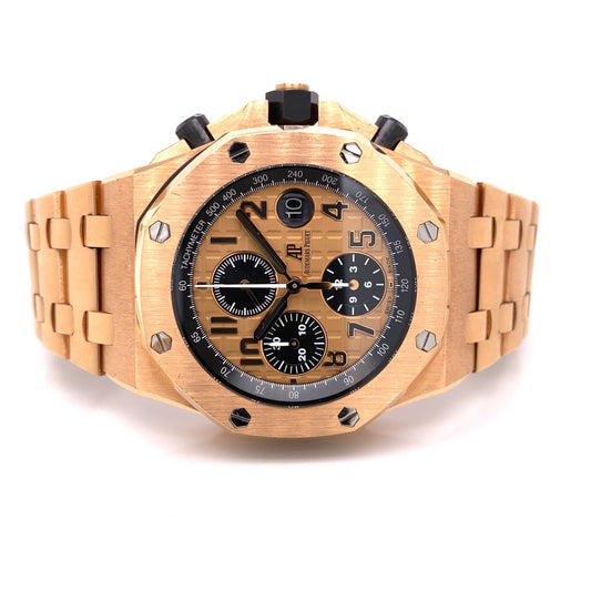 Audemars Piguet Royal Oak Offshore 42mm Rose Gold Chronograph 26470.OR.OO.1000OR.01 6JENJC  - Beverly Hills Watch Company