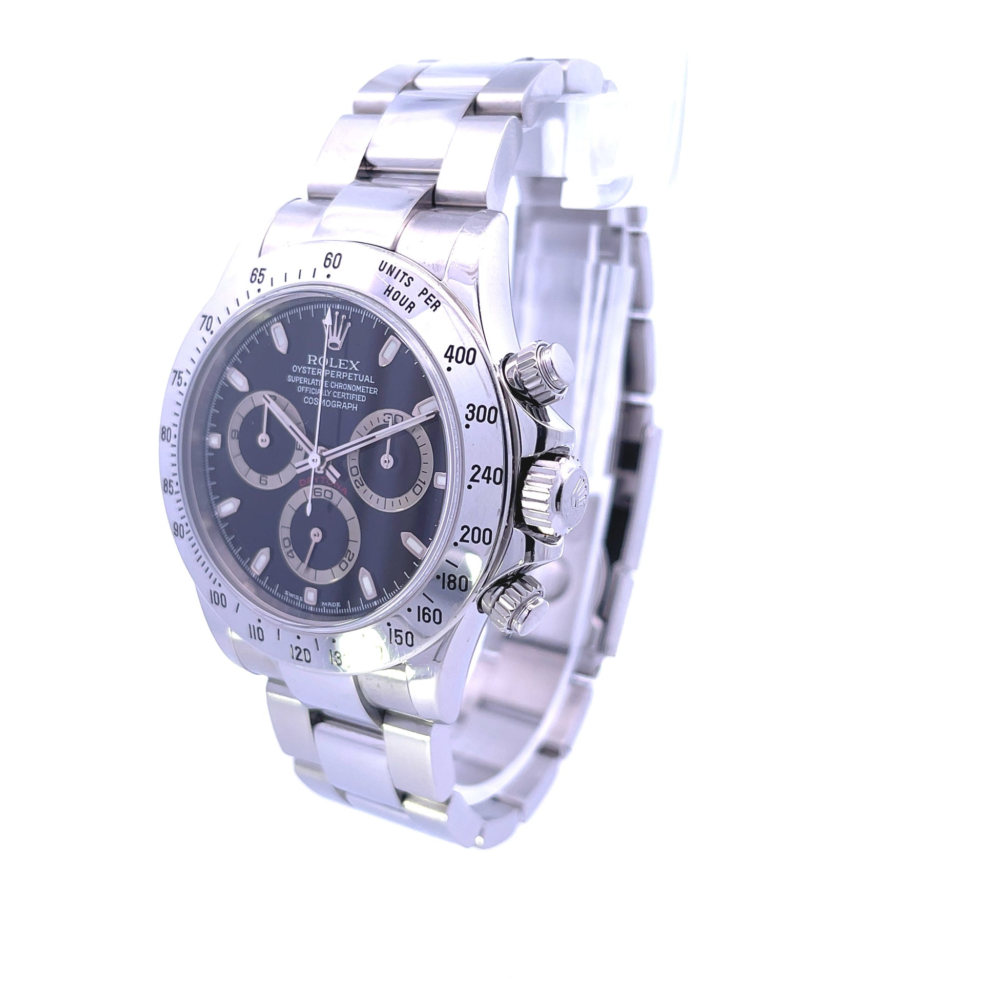 Rolex Daytona Stainless Steel Black Dial 116520 - Beverly Hills Watch Company