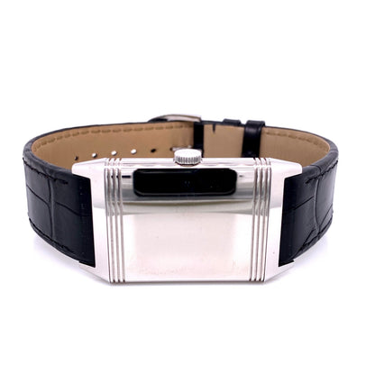 Jaeger LeCoultre Grande Reverso Ultra-Thin Stainless Steel Manual Wind Leather Strap Watch 278.85.20 Beverly Hills Watch Company Watch Store