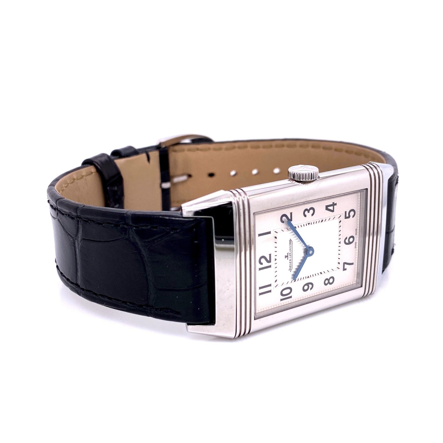 Jaeger LeCoultre Grande Reverso Ultra-Thin Stainless Steel Manual Wind Leather Strap Watch 278.85.20 Beverly Hills Watch Company Watch Store