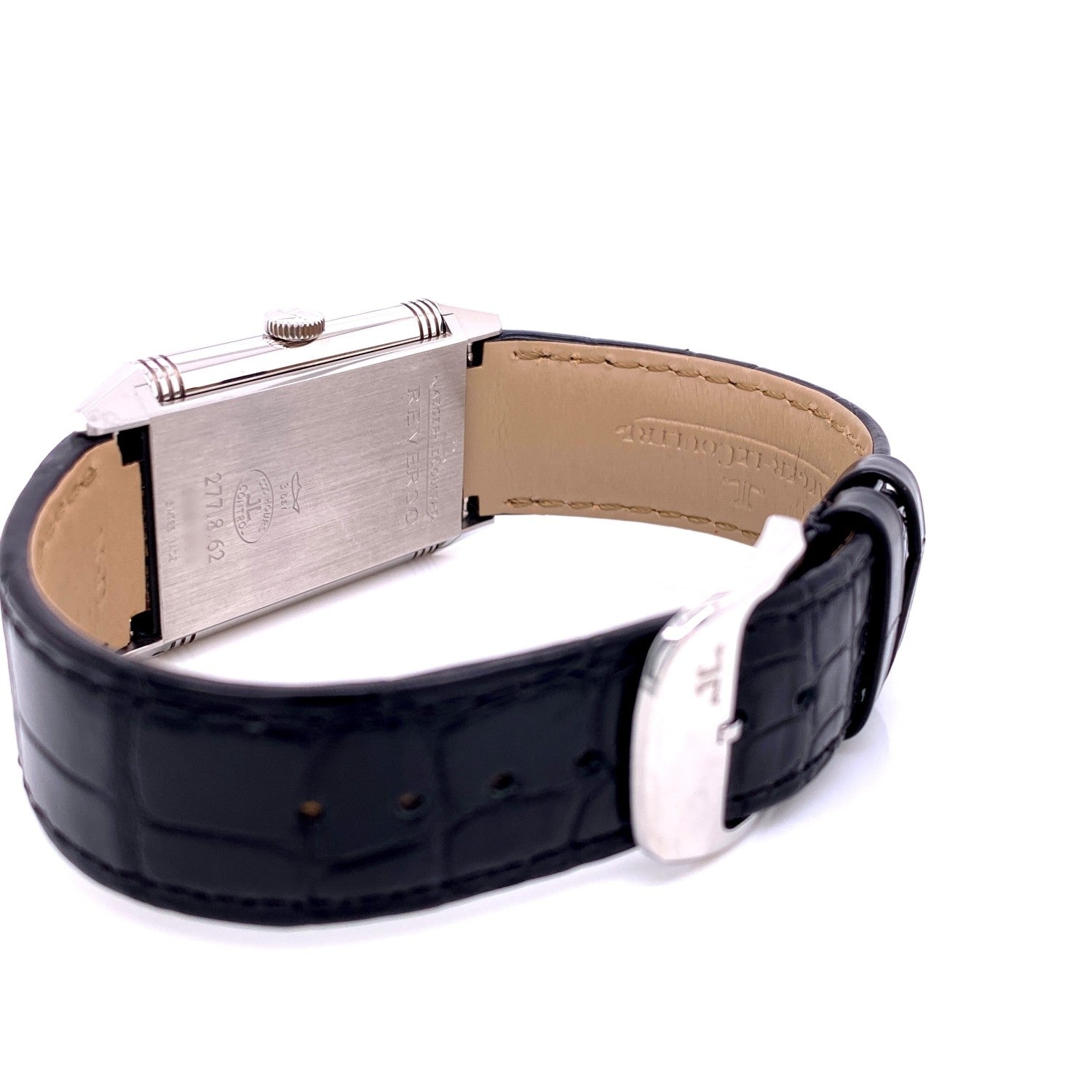 Jaeger LeCoultre Grande Reverso Ultra-Thin Stainless Steel Manual Wind Leather Strap Watch 278.85.20 Beverly Hills Watch Company Watch Store