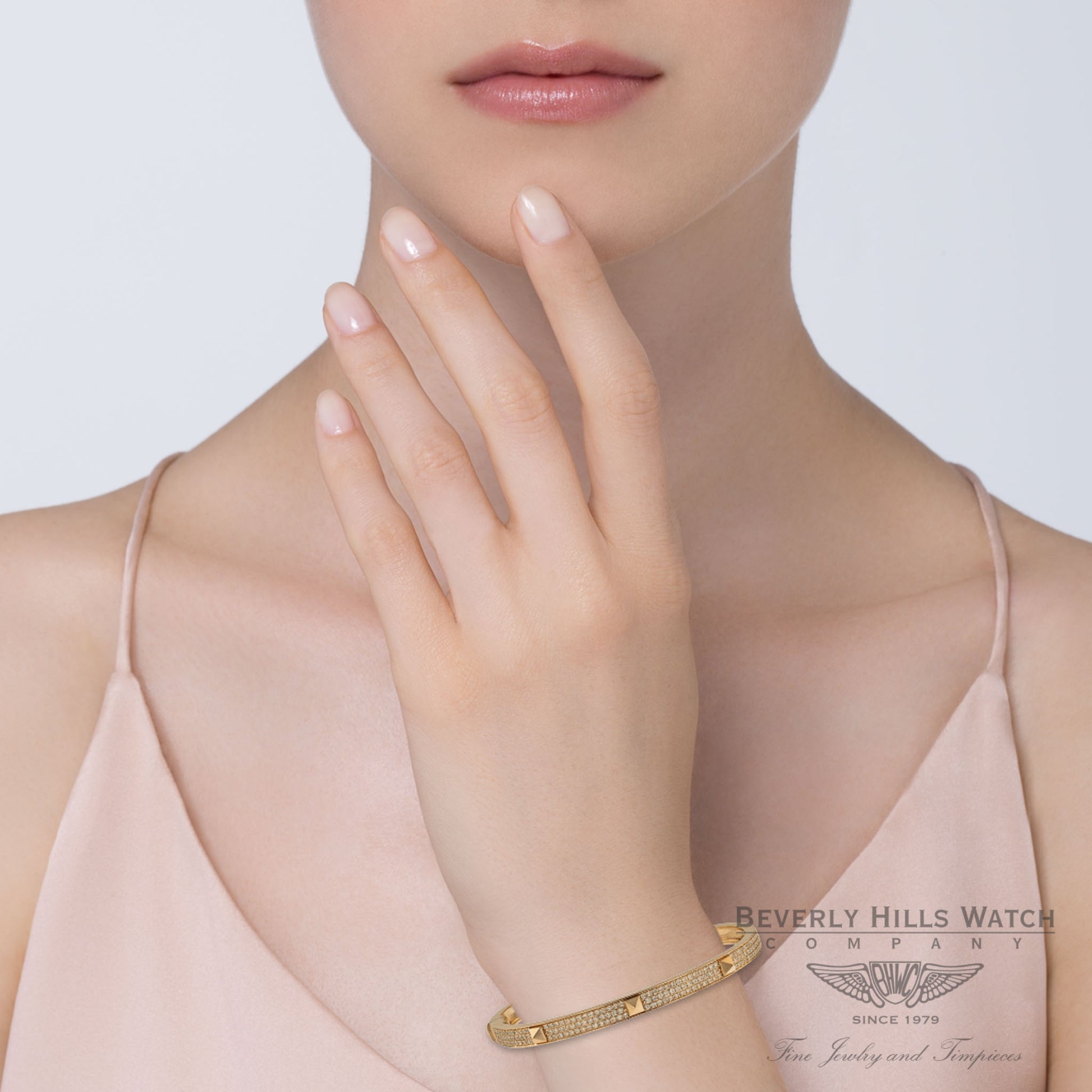 Naira & C  Poosh Bangle Bracelet Rose Gold and Diamonds 6V0CVX - Beverly Hills Watch Company