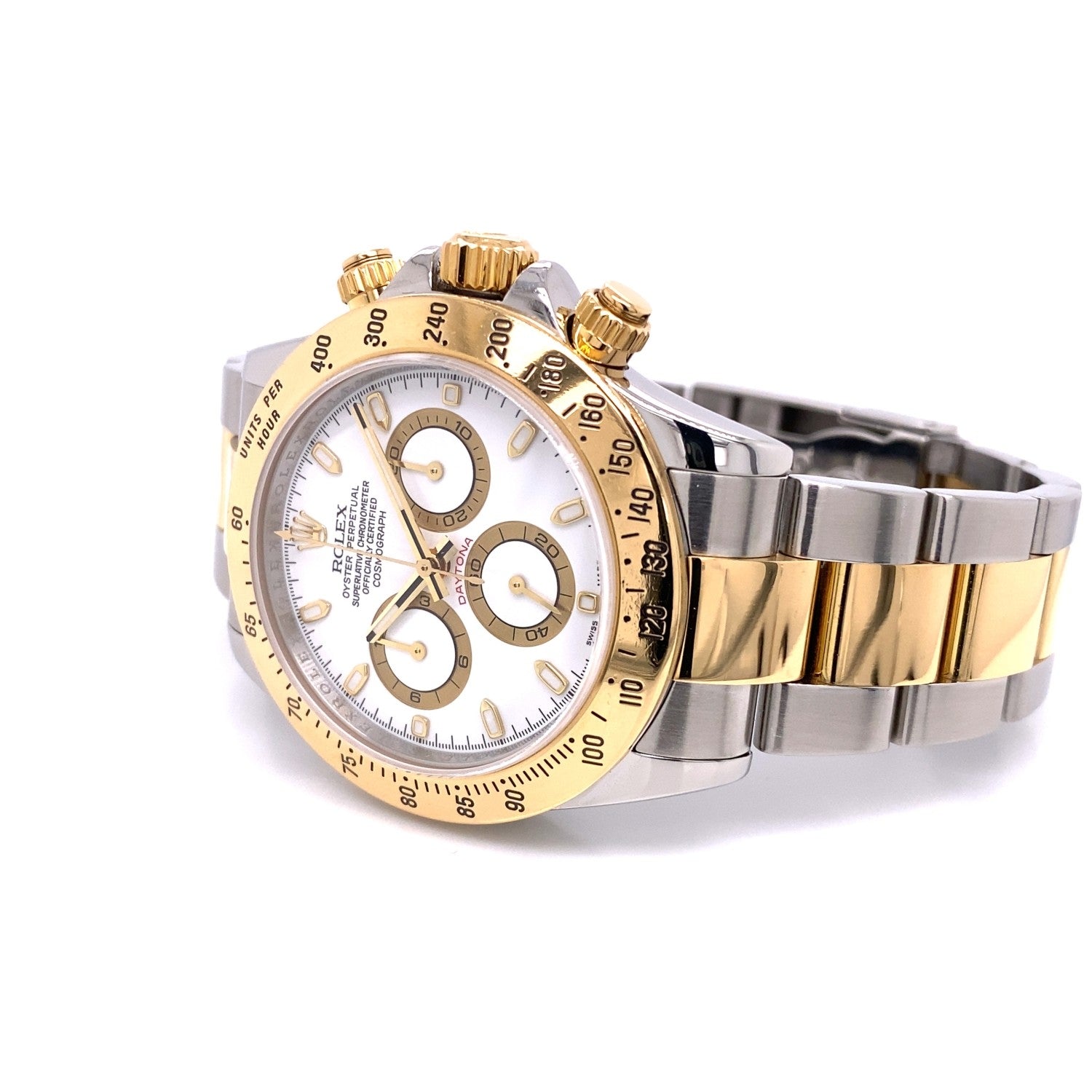 Rolex Daytona Yellow Gold Stainless Steel White Dial 116523 6WY451 - Beverly Hills Watch Company