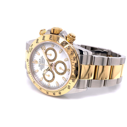 Rolex Daytona Yellow Gold Stainless Steel White Dial 116523 6WY451 - Beverly Hills Watch Company