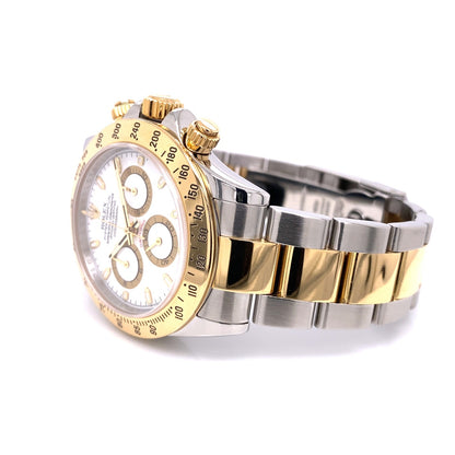 Rolex Daytona Yellow Gold Stainless Steel White Dial 116523 6WY451 - Beverly Hills Watch Company