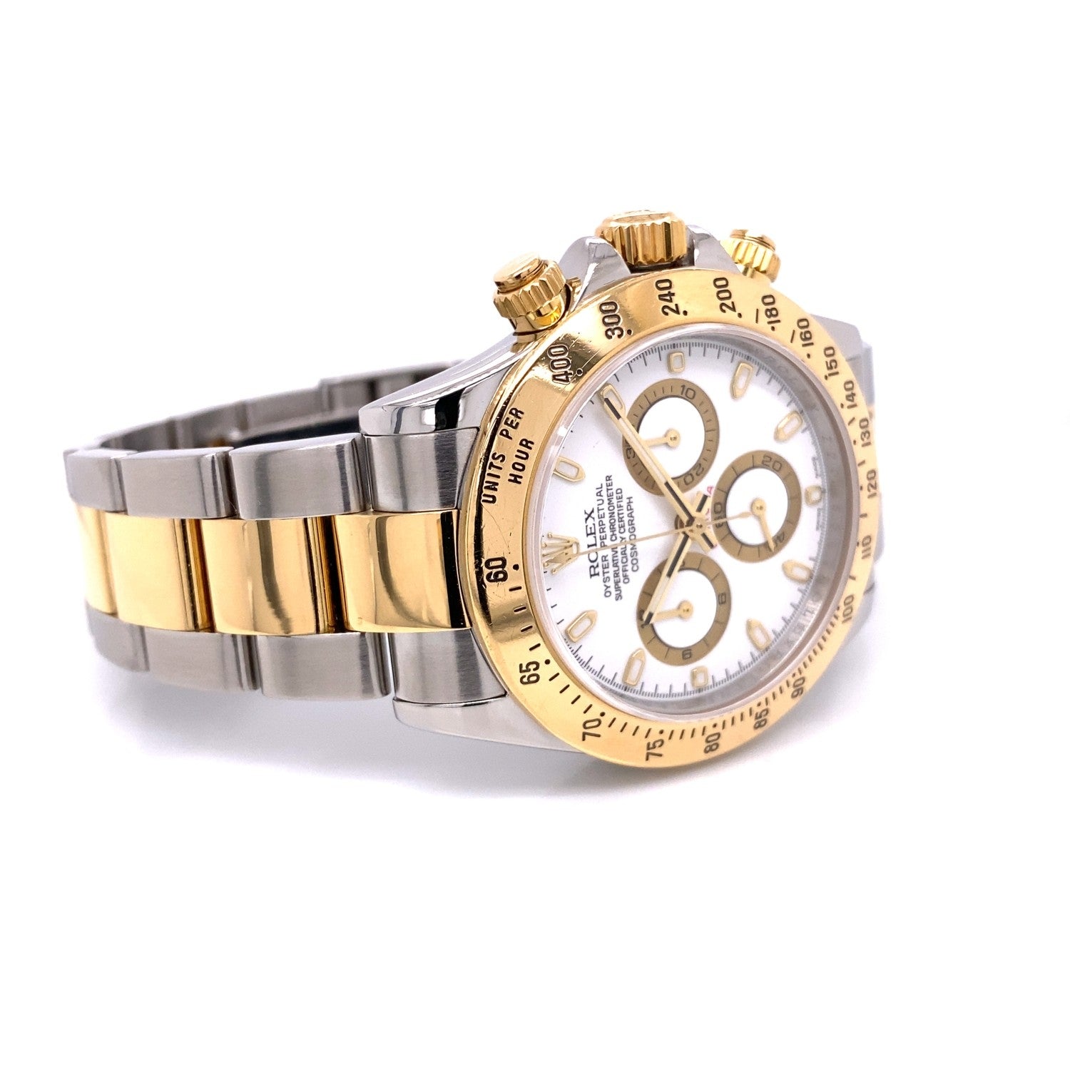 Rolex Daytona Yellow Gold Stainless Steel White Dial 116523 6WY451 - Beverly Hills Watch Company