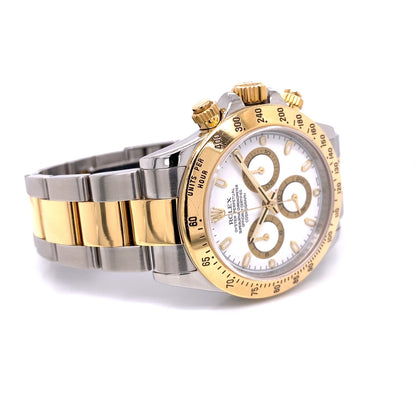 Rolex Daytona Yellow Gold Stainless Steel White Dial 116523 6WY451 - Beverly Hills Watch Company
