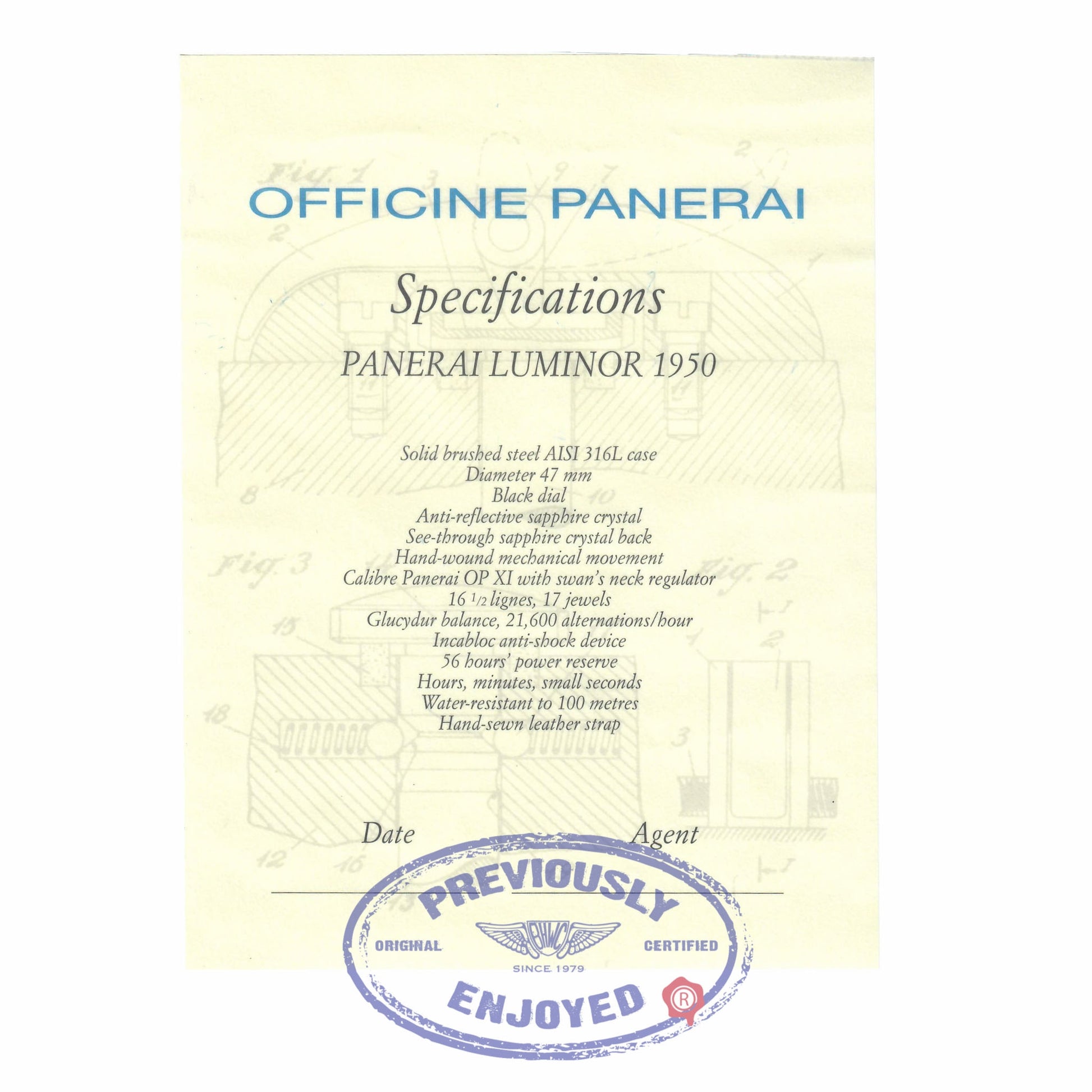 Panerai Luminor 1950 Re-Edition Stainless Steel PAM000127 W13XLD - Beverly Hills Watch Company Watch Store