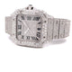 Cartier Santos de Cartier Medium Stainless Steel Customized Diamond Watch WSSA0029 - Beverly Hills Watch Company