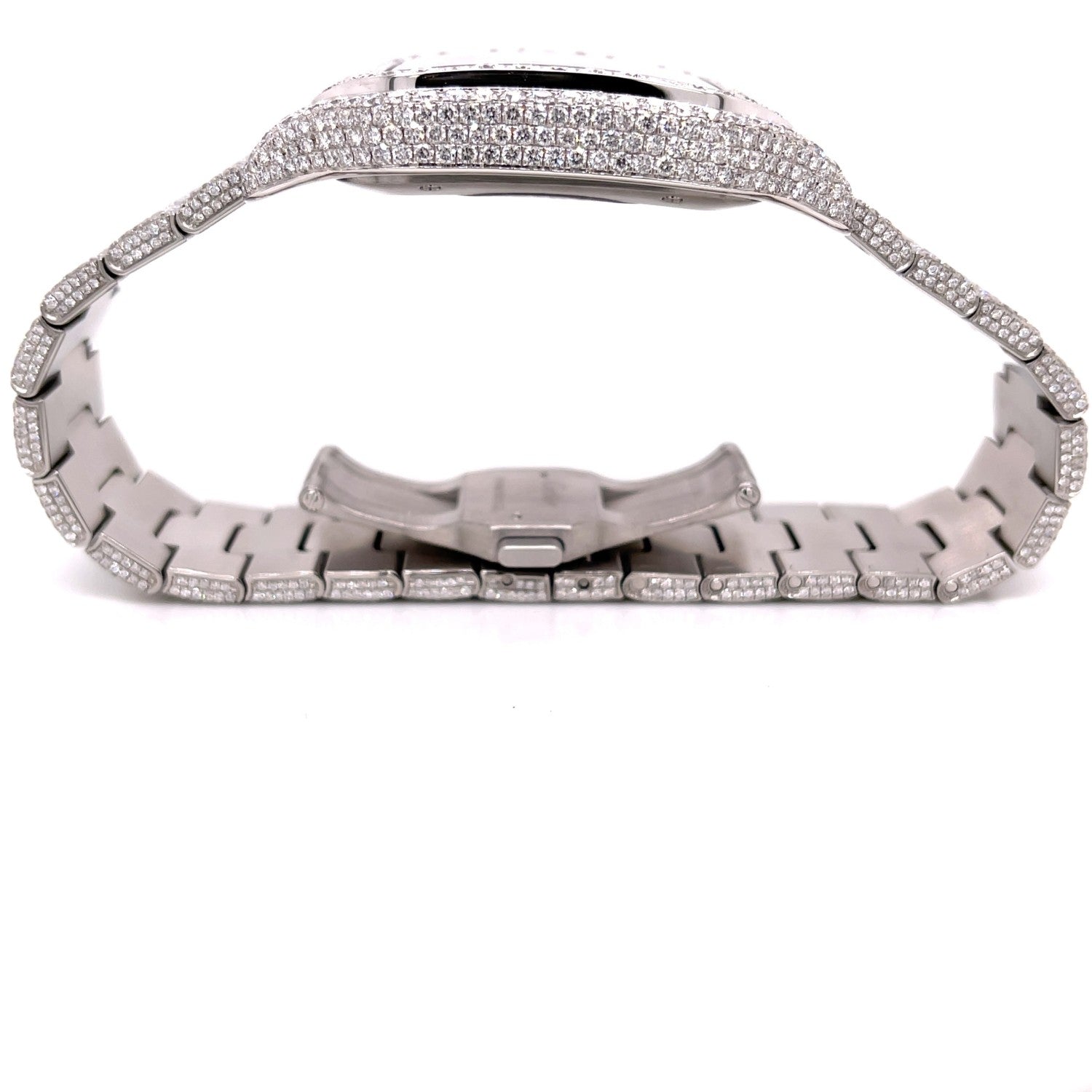 Cartier Santos de Cartier Medium Stainless Steel Customized Diamond Watch WSSA0029 - Beverly Hills Watch Company