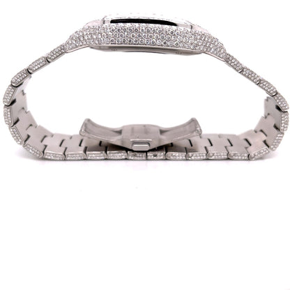 Cartier Santos de Cartier Medium Stainless Steel Customized Diamond Watch WSSA0029 - Beverly Hills Watch Company