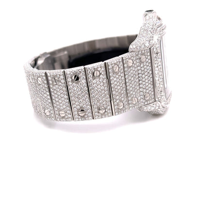 Cartier Santos de Cartier Medium Stainless Steel Customized Diamond Watch WSSA0029 - Beverly Hills Watch Company