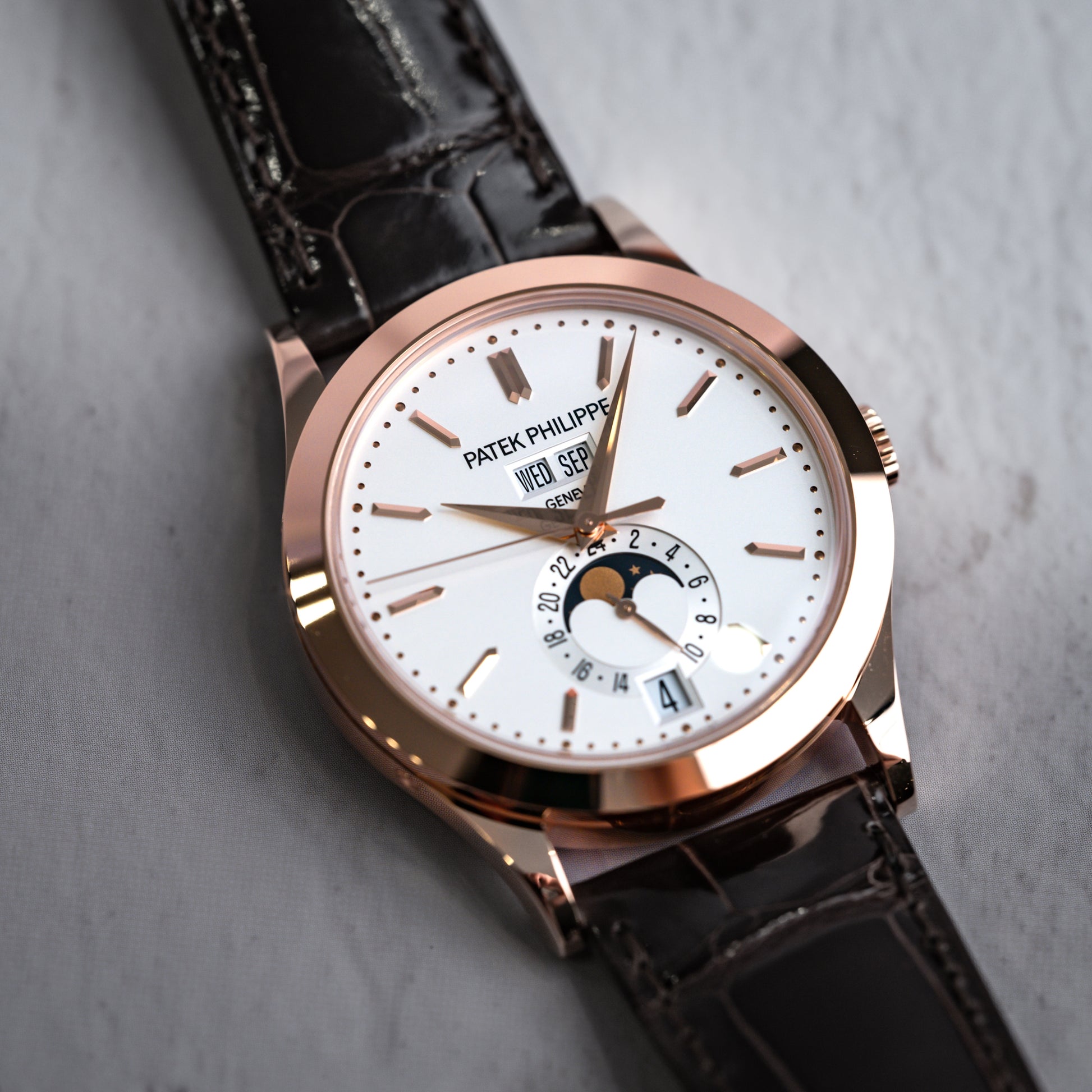 Patek Philippe Annual Calendar 18k Rose Gold White Dial 5396R-011 - Beverly Hills Watch Company