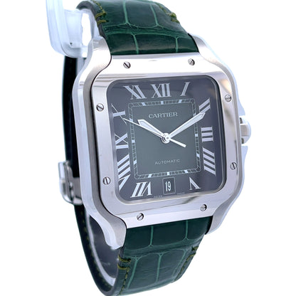 Cartier Santos Large Stainless Steel Green Dial WSSA0062