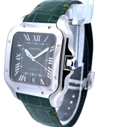 Cartier Santos Large Stainless Steel Green Dial WSSA0062