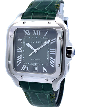 Cartier Santos Large Stainless Steel Green Dial WSSA0062