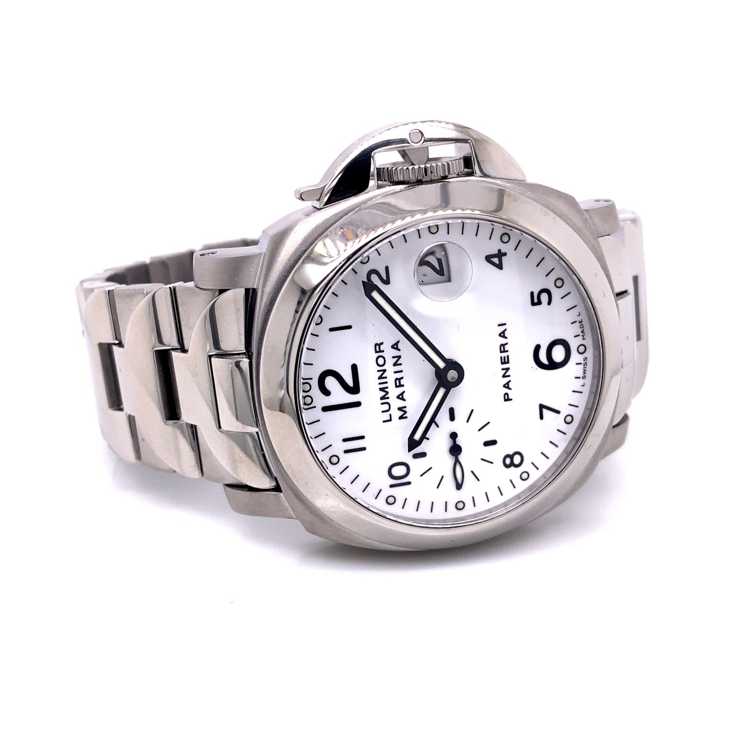 Panerai Luminor Marina 40MM Automatic White Dial Bracelet PAM00051 72RNNX - Beverly Hills Watch Company