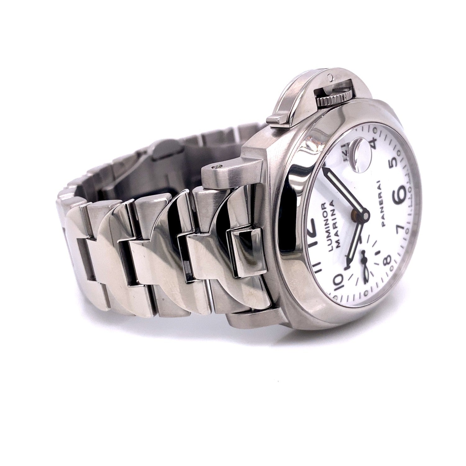 Panerai Luminor Marina 40MM Automatic White Dial Bracelet PAM00051 72RNNX - Beverly Hills Watch Company